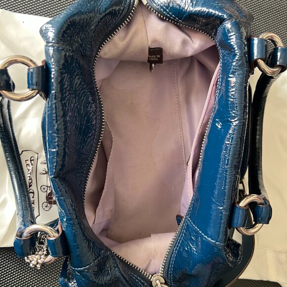 Coach Patent Leather Navy Blue Satchel - Picture 2 of 4